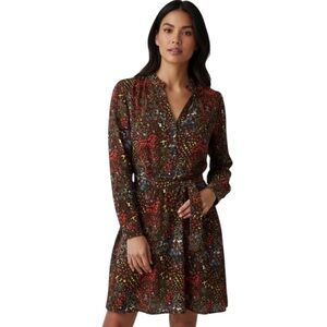 Zadig & Voltaire Retouch Glam Rock Mini Dress Black Multicolor Tie Sash NWOT